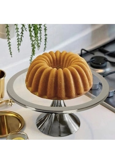 Yuvarlak ve Dikdörtgen Kek Pasta Kurabiye Standı 2'li Gümüş