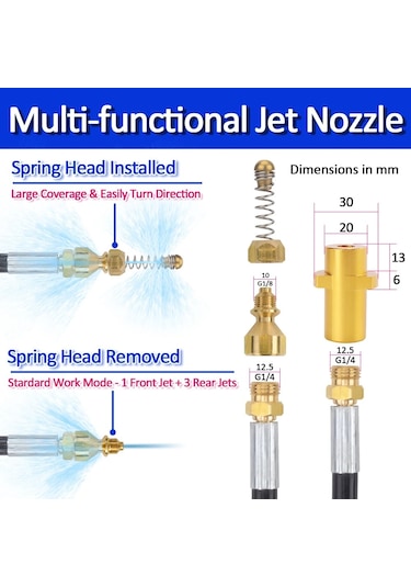 10 Metre 2320psi 160bar Yüksek Basınçlı Yıkama Kanalizasyon Drenaj Su Temizleme Hortumu Boru Temizleyici Karcher K2 K3 K4 K5 K6 K7
