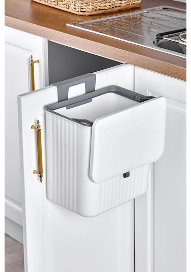 Origa 15 Lt Mutfak Tezgah Üstü Ve Dolap Askılı Çöp Kovası Beyaz
