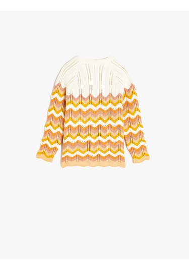 Koton Bisiklet Yaka Uzun Kollu Desenli Triko Hırka Pınk Strıpe 5smg90025at Pembe Çizgili Pembe