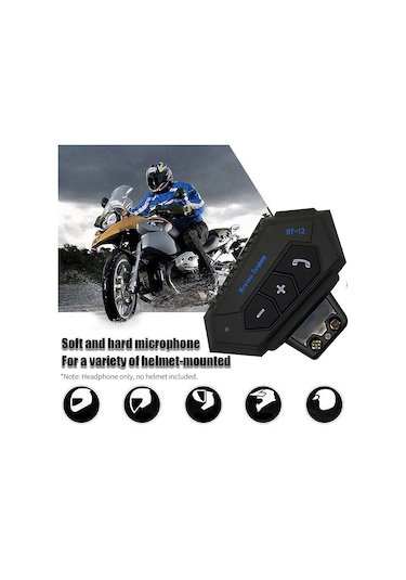 Bt-12 Kask Mikrofonlu Kulaklık İnterkom Telefon Görüşmesi ve Müzik İçin Siyah