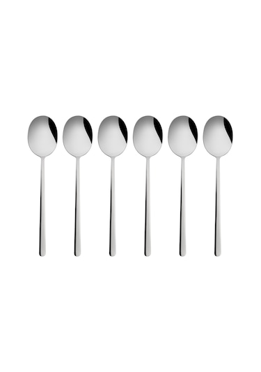 Emsan Bead 6 Parça 18/10 Paslanmaz Çelik Tatlı Kaşığı Seti Platin Gümüş