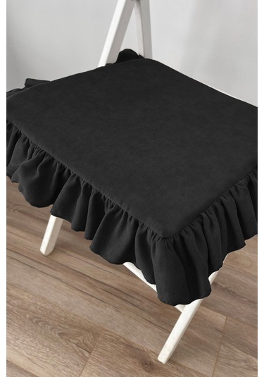 Fırfırlı Sıvı & Leke Itici Iskandinav Sandalye Minderi Siyah Diğer