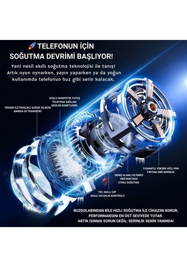 Polham Profesyonel 7000rpm Turbo Buz Tipi Manyetik Telefon Soğutucu Magsafe Uyumlu, Rbg Led Işıklı