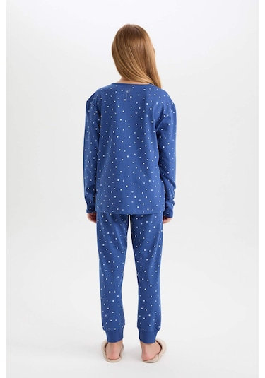 DeFacto Kız Çocuk Pijama Takım Desenli Uzun Kollu Üst Beli Lastikli Uzun Alt D7746A824WNIN59 İndigo DeFacto Kız Çocuk Pijama Takım Desenli Uzun Kollu Üst Beli Lastikli Uzun Alt D7746A824WNIN59 İndigo