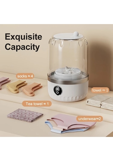 Fochsia Taşınabilir  Gri Type-c Şarjlı Seyahat Çamaşır Makinesi