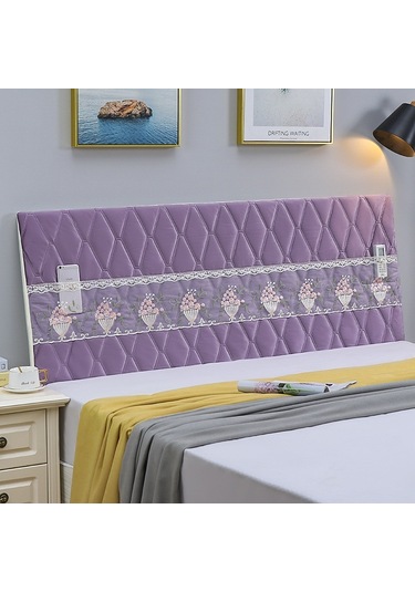 Sones Yatak Başı Her Şey Dahil Çarpışma Önleyici Kapitone Kalın Kumaş Koruyucu Kılıf, Boyut: 60x120cm İtalyan Kadife Mor