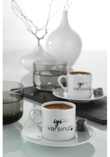 Kütahya Porselen Rüya 4 Parça İyi Ki Varsınız Kahve Fincan Takımı 10807