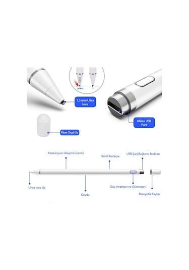 Ally K-2262 Universal Android-ios Kapasitif İpad Tablet Dokunmatik Stylus Kalem