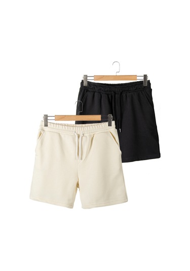 Terapi Men 2'li Erkek Siyah - Ekru Basic Regular Fit Şort & Bermuda Siyah-ekru