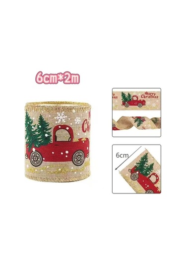 Ziyou Dıy Kamyon Çelenk Döngüsü Noel Süslemesi, 6cm 2m Şeritli Dekorasyon Sarı
