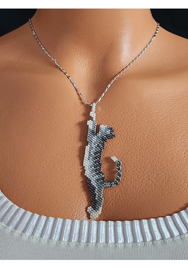 Harmel Jewelry Miyuki Gri Kedi Kolye Gri