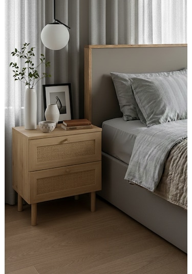 Baru 2 Çekmeceli Komodin Ceviz - Kahverengi