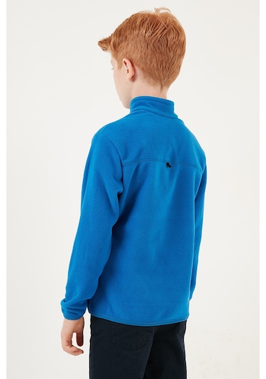 Lela Yumuşak Dokulu Fermuarlı Dik Yaka Şardonlu Kışlık Unisex Çocuk Polar 5905002 Saks