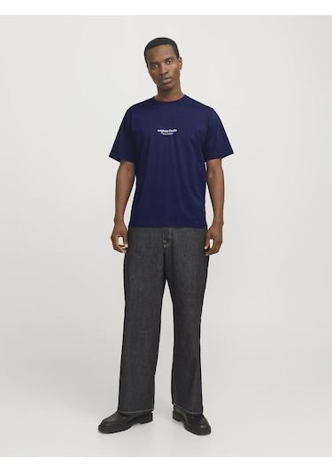 Jack & Jones Erkek Kabartma Logo Baskili Tişört - Vesterbro - 12240121 Ocean Cavern