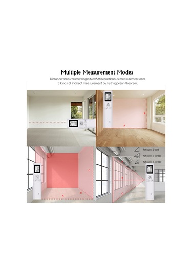 Moveevo Kompakt El Tipi 35m Lazer Mesafe Ölçer - Lcd Geri Aydınlatmalı, Alan/hacim Hesaplama, Pisagor Teoremi, Pil Dahil Değil