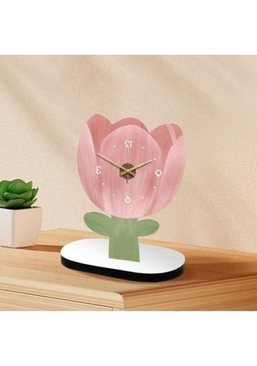 Trendooze Sessiz Saati, Saat, Modeli Masa Lale Kitaplık Dolıty Dekoratif Analog Vj
