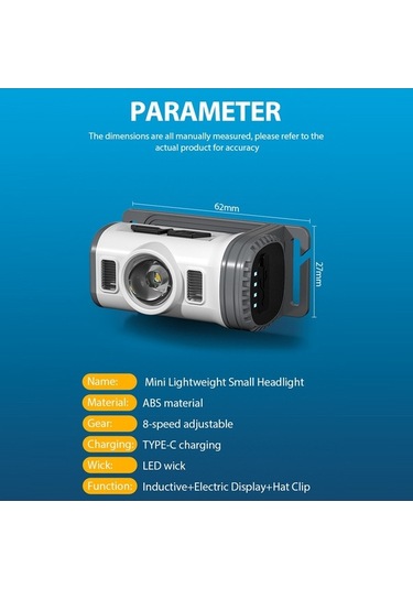 Ebitda Şarj Edilebilir Kırmızı-mavi Uyarı Farı Led Kafa Feneri - Taşınabilir Klipsli Ş Gri-beyaz Gri - Beyaz