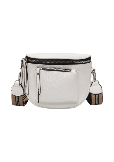Jzcat Moda Kadın Omuz Çantası Batı Geniş Omuz Askısı Retro Kadın Bel Çantası - Beyaz