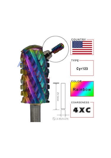 Rolinstar 6.6 Gümüş Büyük Namlu Yuvarlak Pürüzsüz Üst Tırnak Matkap Uçları Freze Kesici Manikür Pedikür Dosyalama Kestane Kahverengi