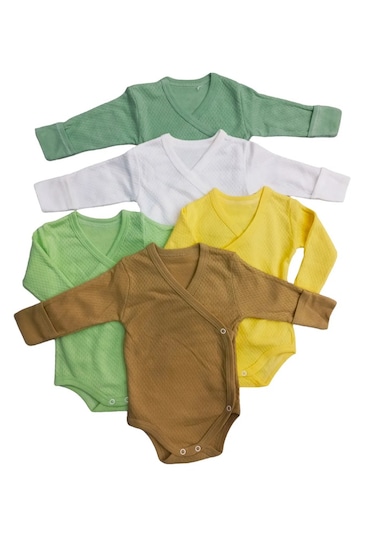 Uzun Kollu Kendinden Eldivenli Çıtçıtlı Kruvaze Badi 5 Li Pa... Çok Renkli