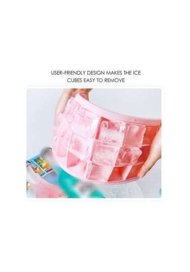 Neevoyu Pembe Silikon Buzluk 24 Hücreli Ev & Bar Kullanıma Uygun Kapaklı Buz Blokları Yapıcı Kutusu Çok Renkli