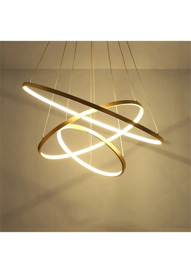 Gold / Oxygen / 80-60-40 Cm / 3 Renk Işık / Sarkıt Avize / 3 Yıl Gold Sarı