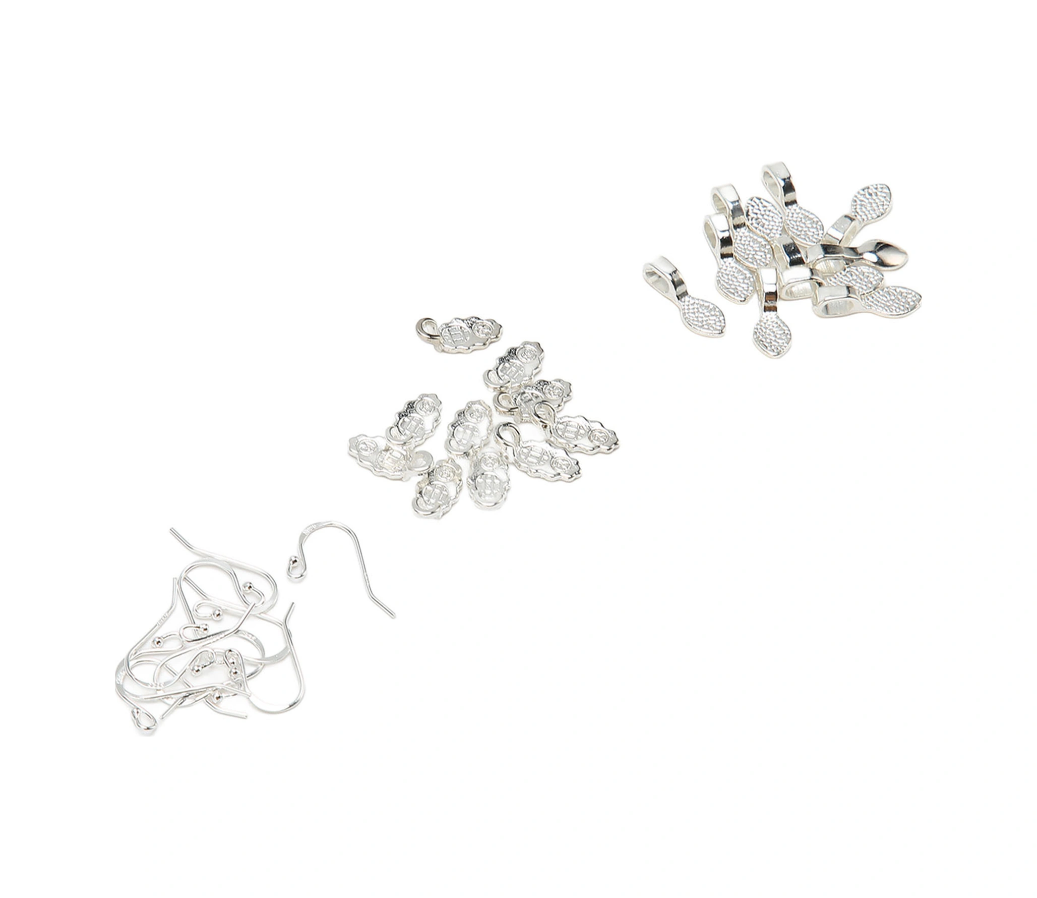 Wezone S925 Gümüş Küpe Kanca Ve Takı Parçaları Seti - 30 Adet Dıy Mücevher Aksesuarı 10 Kanca + 20 Takı Parçası Diğer