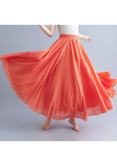 Yaz Sonbahar Kadın Etek Edebi Büyük Boy Pamuk Keten Yarım Etek Elastik Bel Keten A-line Etek Uzun Bölüm Saf Renk Rüzgar Salıncak Etek Turuncu Yaz Sonbahar Kadın Etek Edebi Büyük Boy Pamuk Keten Yarım Etek Elastik Bel Keten A-line Etek Uzun Bölüm Saf Renk Rüzgar Salıncak Etek Turuncu