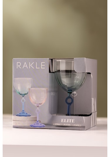 Rakle Elite 4'lü Su Kadehi Seti Mavi 270 Cc Renkli