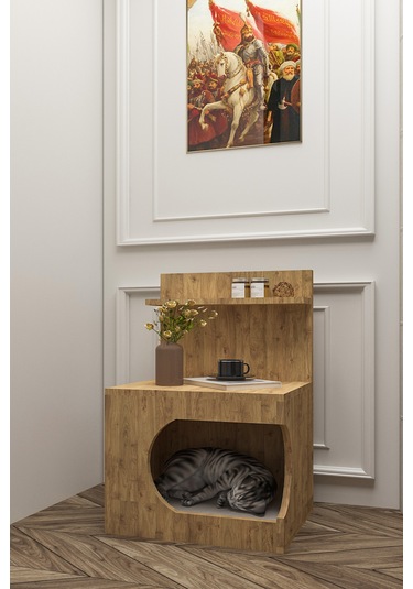 Kedi Evi Komodin,pet Komodin,yıkanabilir Minderli,atlantik Çam