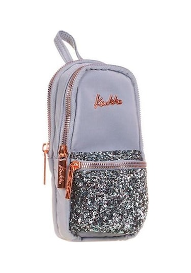 Kaukko Junior Bag Bright Kalem Çantası Taşlı Gri K2557