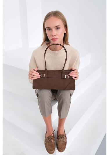 Enyola Vintage Süet Çanta Kahve Kahve