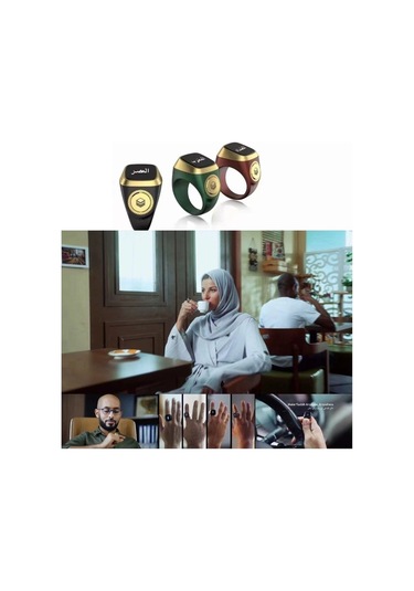 Vkemall M02 Grafit Renkli Depolama Kutusu İle 18 İslam Tasbih Akıllı Yüzük - Ble5.1 Uyumlu, Oled Ekran, Usb Şarjlı, Titreşim Bildirimi, 3 Gün Pil Ömrü