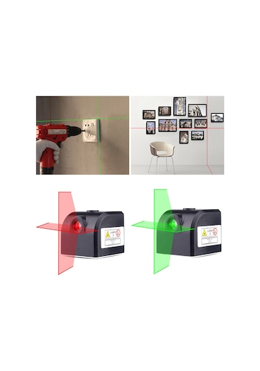 Vkemall Küçük Boy 2 Çapraz Çizgi, Manyetik Tutuculu Kırmızı Işık Lazer Seviye Aygıtı, 3-10m Aralığında Projeksiyon