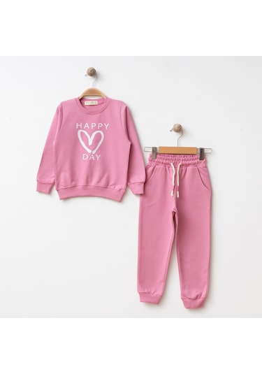 Bebolly 2li Takım Happy Day Baskılı Pembe-13135 Pembe