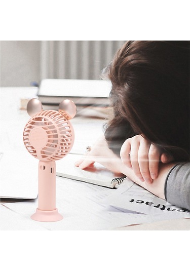 Fosenze Usb Şarjlı Elden Taşınabilir Masaüstü Fan, 3 Seviye Hız Ayarlı, Kedi Kulaklı Desen, Beyaz, Sessiz Vantilatör
