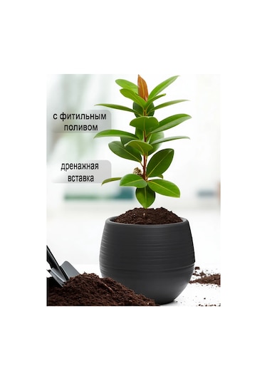 Saburg Fitilli Sulama Sistemli Çiçek Saksısı 2'li Set, 2 Litre 273993917