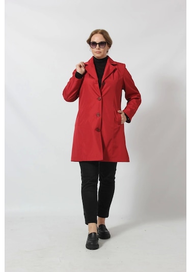1670 Düğmeli Cep Detaylı Bondit Ceket Kırmızı