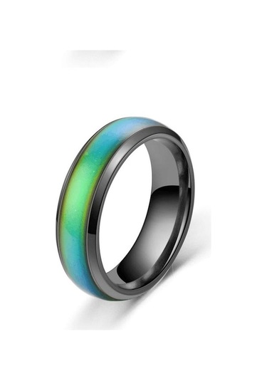 Novahub Siyah Sıcaklık Ve Renk Değişimi Yüzük Avrupa Ve Amerika Moda Renkli Çift Yüzük Pop El Aksesuarları 9 Siyah - 9 Siyah