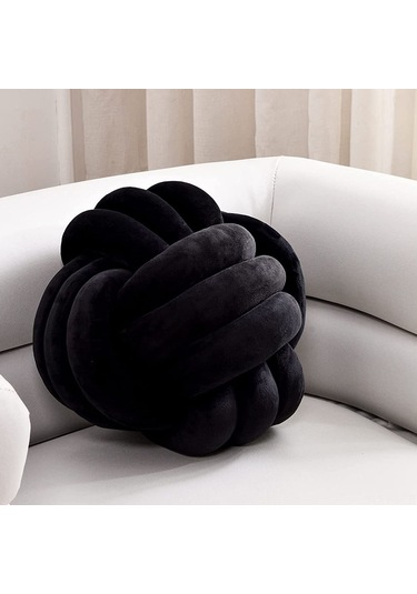 Reedark Yumuşak Düğüm Yastık Topu - Dekoratif Ve Rahat Çocuk Oyun Yastığı 20cm Siyah Siyah
