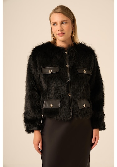 Ftz Women Kadın Peluş Mont Siyah 31241 Siyah