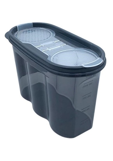 2 Kapaklı Ölçekli Erzak Saklama Kabı - 1,2 Litre Şeffaf