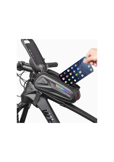 Didadodo 7 Su Geçirmez Dokunmatik Ekran Bisiklet Çantası Kadro Üstü Çanta Beyaz Beyaz