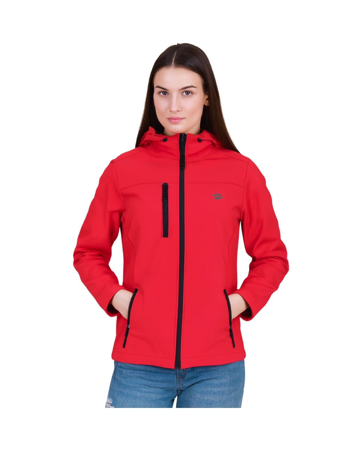 Crozwise Kadın İçi Polar Astar Su & Rüzgar Geçirmez Softshell Kışlık Mont Ceket 5037-b 07 Kırmızı