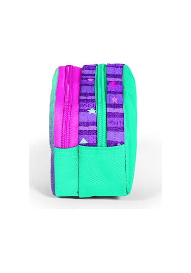 Coral High Kids Mor Su Yeşili Unicorn Desenli İki Bölmeli Kalem Çantası 12059