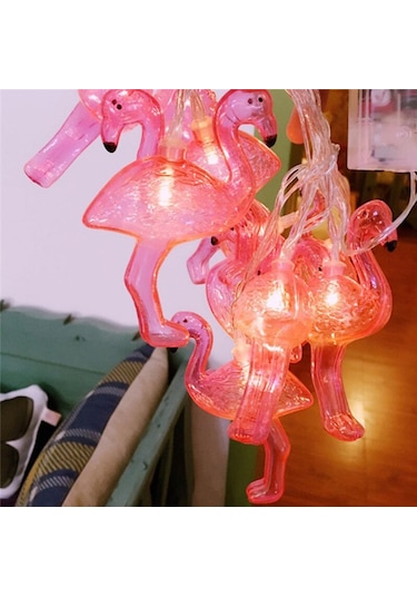 10&amp Apos Lu Pilli Led Flamingo Dekoratif Işık Zinciri Aydınlatma 15 Mt 4767 - Net3849-7225 Renkli