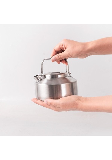 "cls 1l Ultra Hafif Paslanmaz Çelik Kamp Su Isıtıcısı Taşınabilir Açık Hava Çaydanlığı Ve Kahve Potu" Gümüş