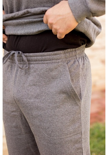 Koyu Gri Normal - Battal Büyük Beden Kalın Sweat Erkek Eşofman Takımı 21eestbakt Gri