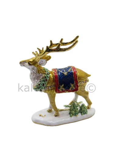 Swarovski Taşlı Çayırda Gezen Geyik - Gizli Hazneli Masaüstü Hedi